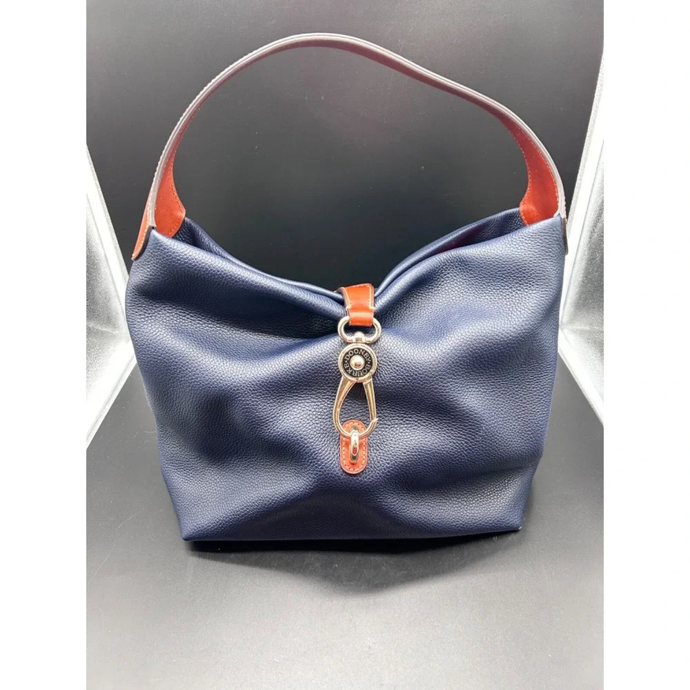 Dooney & Bourke Pebble Grain Lock Blue Shoulder Bag Purse Handbag Dust Bog‎ EUC